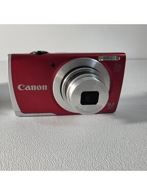 Canon PowerShot A2500 HD 16MP Digital Camera Red Tested + Charger SD Card 2 Batt